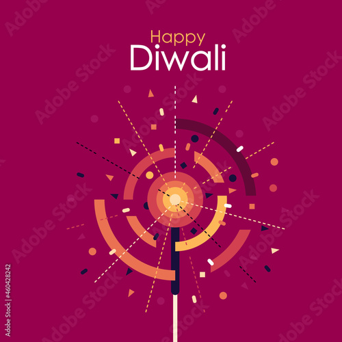 Illustration of fireworks. Greetings for Diwali festival