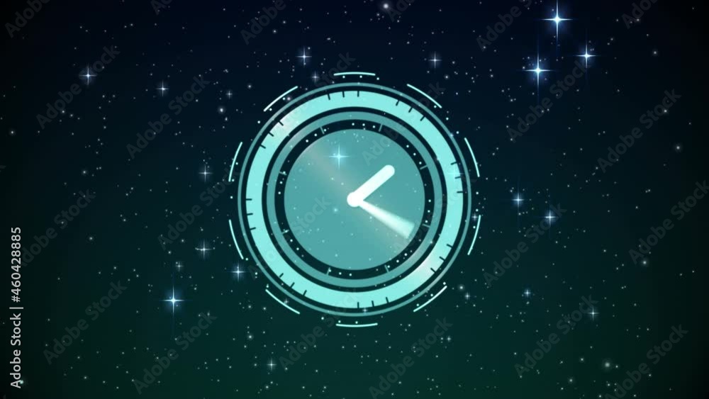 Animation of clock over stars Animation of clock over stars