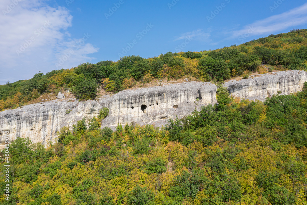 The cliff where the Hankrumovski Rock Monastery is located, Bulgaria
