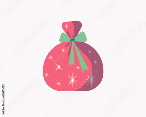 New year or christmas gift bag. Vector illustration isolated on a white background.