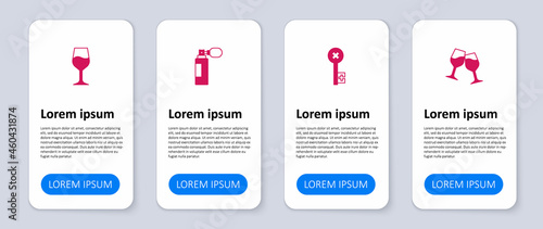 Set Wine glass, Old key, Perfume and . Business infographic template. Vector