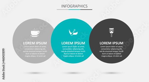Set Gondola boat, Coffee cup and Carnival mask. Business infographic template. Vector