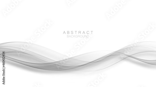 Abstract transparent flow of gray waves on a white background.Vector