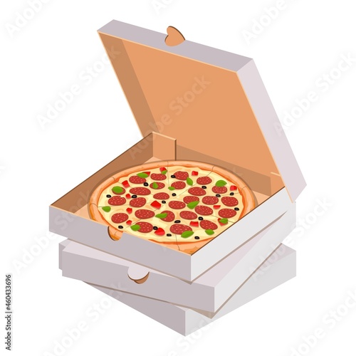 Pizza delivery Handing product boxes tasty pizza
