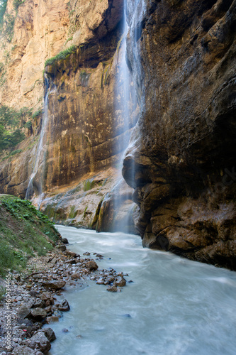 Chegem waterfalls in summer in Kabardino-Balkaria