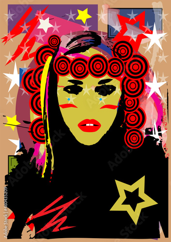 Sexy Native American girl, pop art background vector illustration  © ralelav