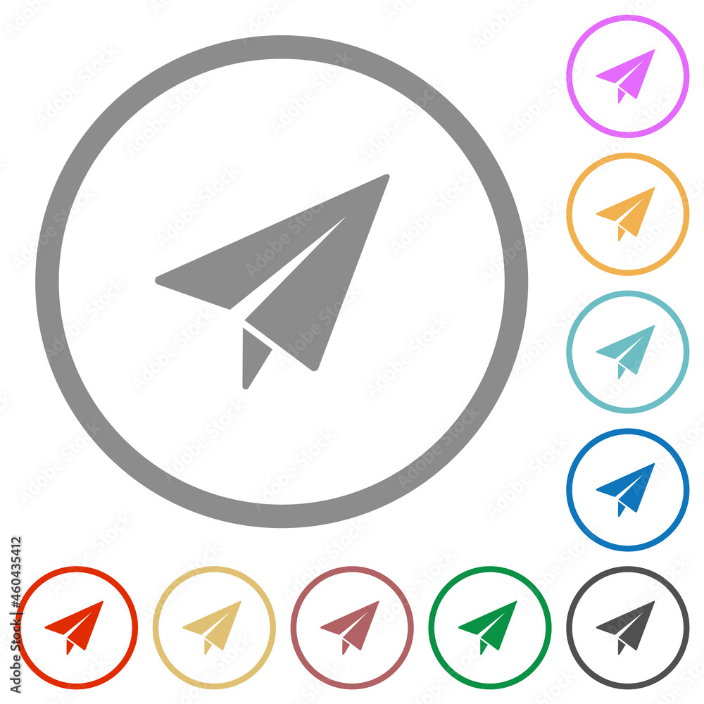 Paper plane solid flat icons with outlines Paper plane solid flat icons with outlines