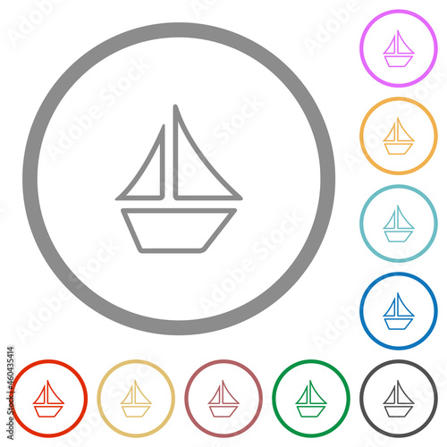 Sailboat outline flat icons with outlines