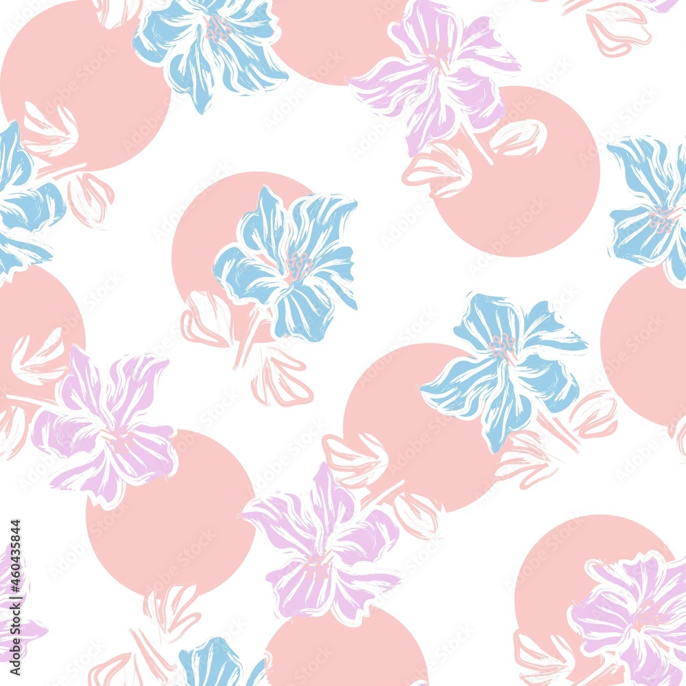 Floral Seamless Pattern with dotted textures Floral Seamless Pattern with dotted textures