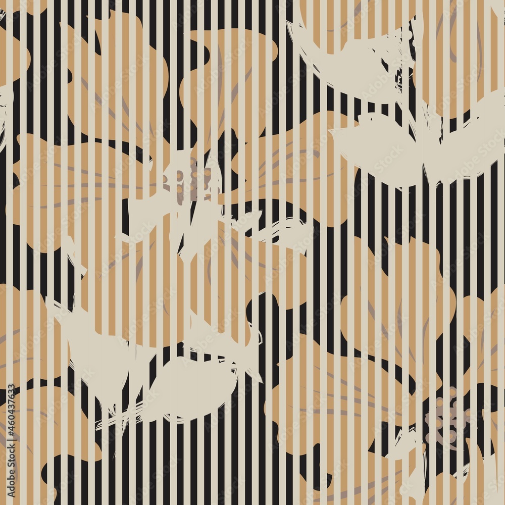 Floral Seamless Pattern with striped textures Floral Seamless Pattern with striped textures