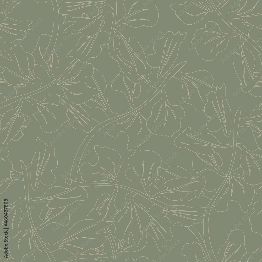 Outlined Floral Seamless Pattern Design Outlined Floral Seamless Pattern Design
