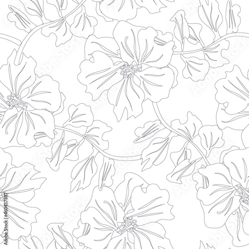 Outlined Floral Seamless Pattern Design
