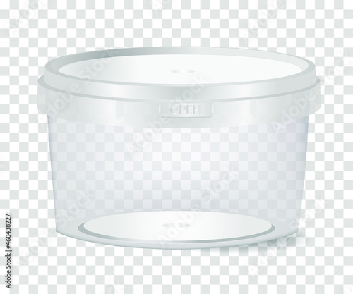 Plastic container  with a capacity of 0.5 liter for food on a transparent background. Vector illustration.