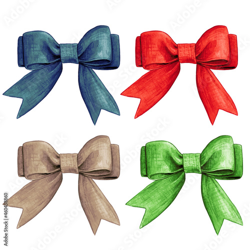 watercolor hand drawn burlap colorful bows