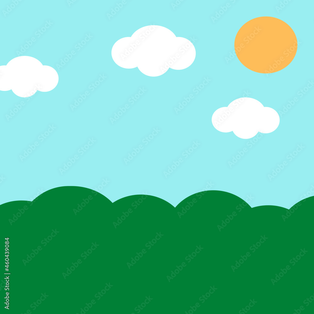 The landscape is nature. Greenery, blue sky with clouds. The landscape is nature. Greenery, blue sky with clouds.