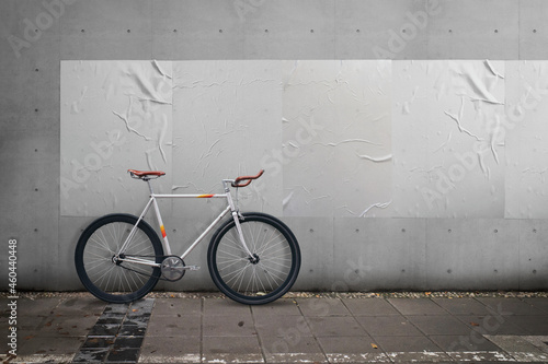 White crumpled paper poster template. Glued paper banner mockup. Empty street art mockup. Clear urban glued advertising on wall background