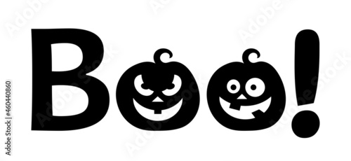 Happy Halloween greeting card vector illustration, Boo! Vector illustration.
