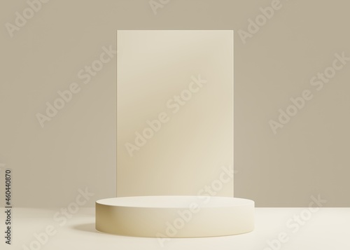 Fototapeta Naklejka Na Ścianę i Meble -  Minimal beige podium or pedestal stage mock up for product background. Pedestal for display. Empty product backdrop. 3d render illustration