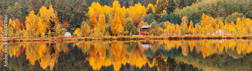 Colorful autumn landscape, tranquility, travel.