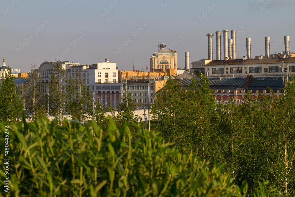 Naklejka premium Parque Zaryadye o Zaryadye Park en la ciudad de Moscu o Moscow en el pais de Rusia o Russia