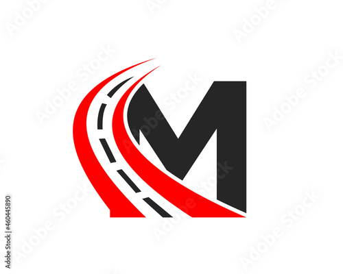 Transport Logo With M Letter Concept. M Letter Road Logo Design Template