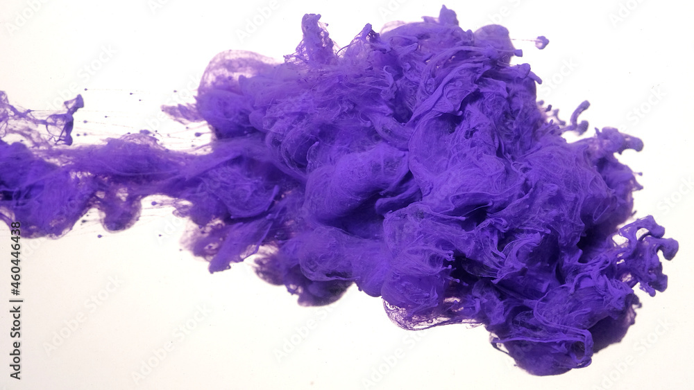 Purple watercolor ink in water on a white background. Colored acrylic paints in water. Violet cloud of ink on a white background. Awesome abstract background. Purple watercolor ink in water on a white background. Colored acrylic paints in water. Violet cloud of ink on a white background. Awesome abstract background.