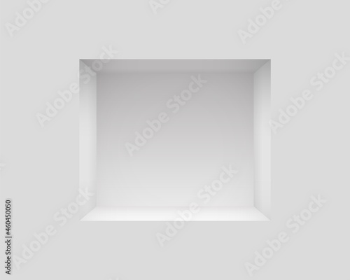White niche in wall mockup template.
