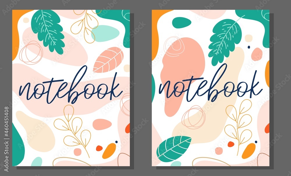 Trendy covers set of abstract floral design for notebooks, planners, brochures. Vector illustration.