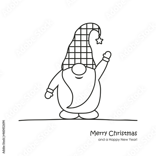 cute christmas dwarf cartoon for coloring book