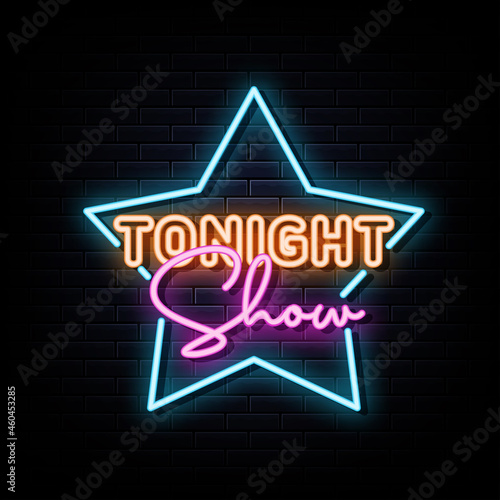 Tonight Show Neon Signs Vector. Design Template Neon Style
