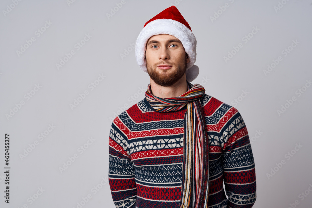 man in Christmas clothes holiday New Year Studio man in Christmas clothes holiday New Year Studio