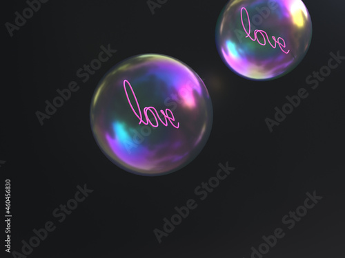 Konzeptbild: Seifenblasen umhüllen den Schriftzug "Love"