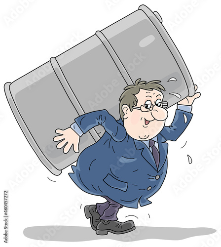 Funny businessman carrying ...