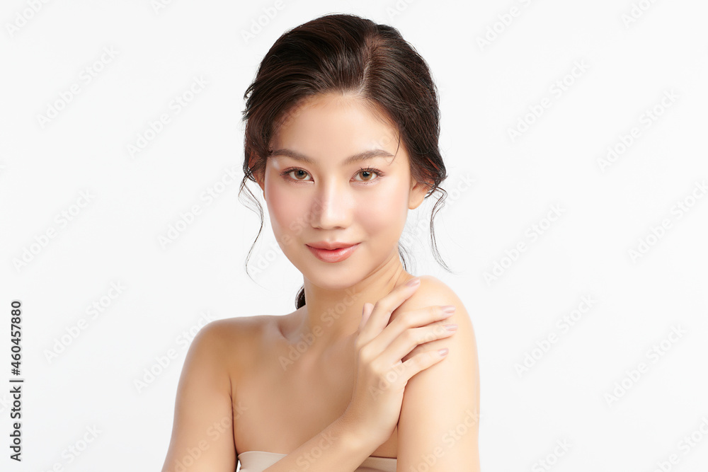 Beautiful young asian woman with clean fresh skin on white background, Face care, Facial treatment, Cosmetology, beauty and spa, Asian women portrait. Beautiful young asian woman with clean fresh skin on white background, Face care, Facial treatment, Cosmetology, beauty and spa, Asian women portrait.