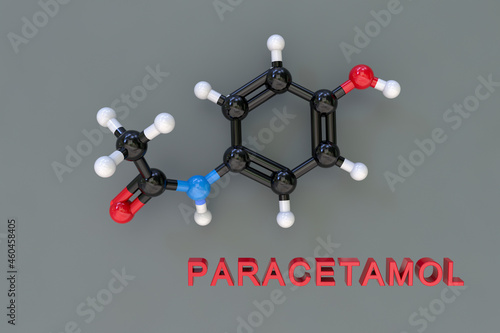 Billede på lærred Strukturformel vpn Paracetamol als 3d-Modell