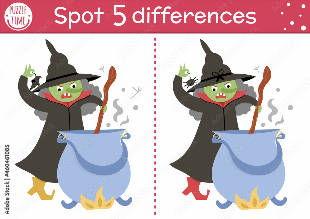 Find differences game for children. Fairytale educational activity with ...