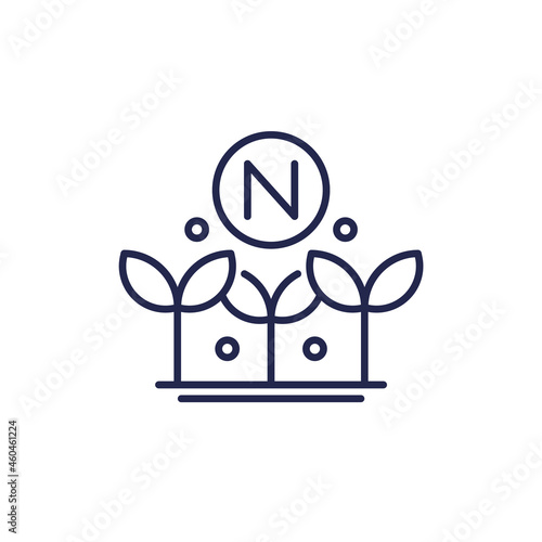 nitrogen fertilizer line icon on white photo