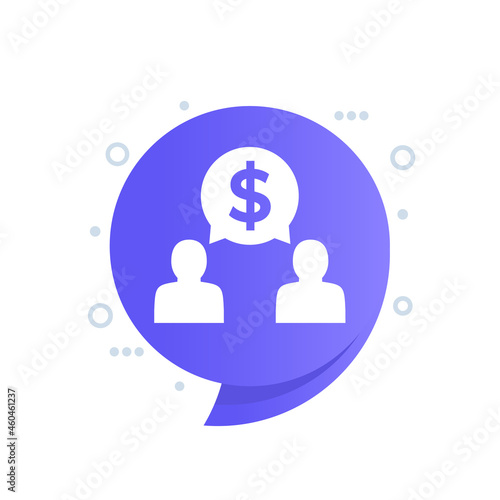 money discussion icon, vector illustration