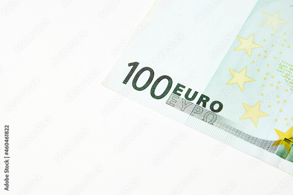 Hundred euro banknote on a white background Hundred euro banknote on a white background
