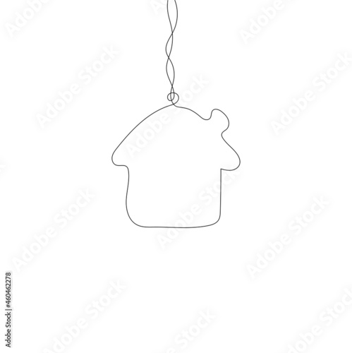 Stylized cute house. Continuous One Line Drawing. Outline style. Vector illustration for decor, greeting cards, posters, prints for clothes, emblems.