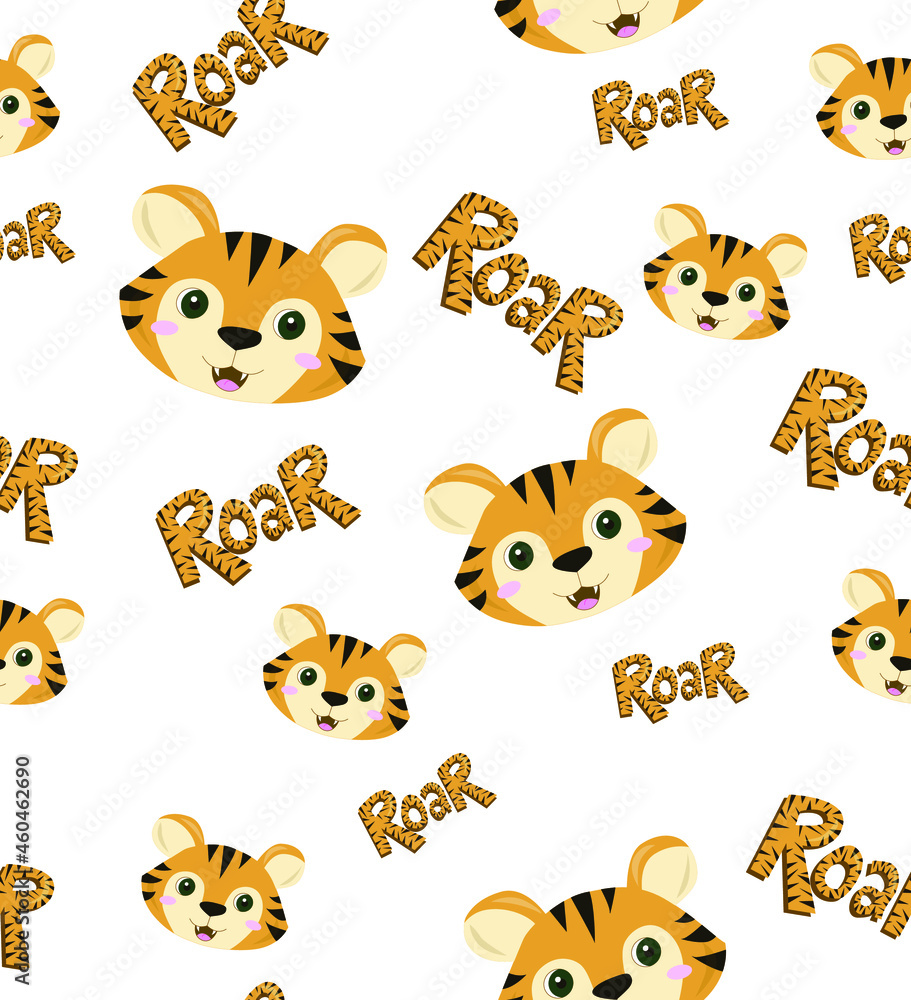 seamless pattern with tiger head cute and smile roar seamless pattern with tiger head cute and smile roar