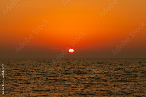 sunset sea Jamaica,sun sets in the ocean landscape,background from the beach