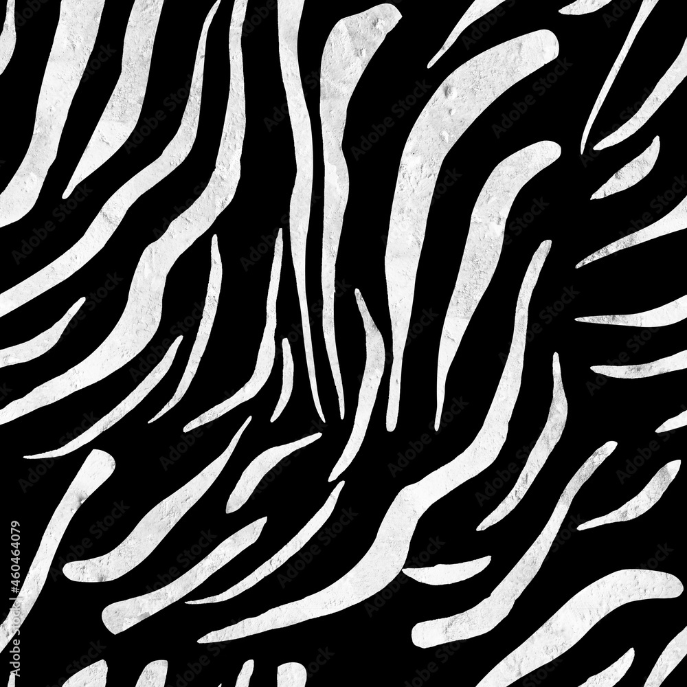 White zebra stripes on black watercolor seamless pattern. Template for decorating designs and illustrations. White zebra stripes on black watercolor seamless pattern. Template for decorating designs and illustrations.