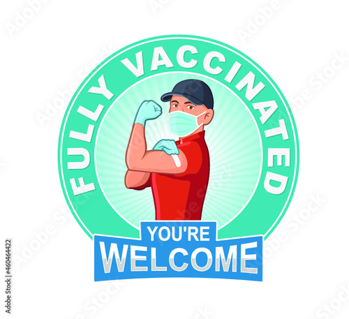 Vector illustration of fully vaccinated staffs 