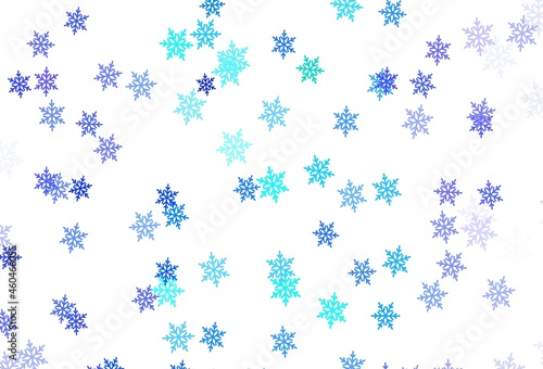 Light Blue  Green vector pattern with christmas snowflakes  stars.
