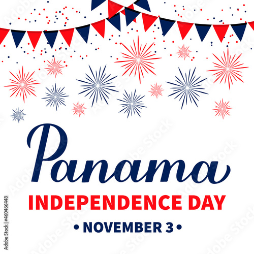 Panama Independence Day typography poster. National holiday celebrated on November 3. Vector template for banner, greeting card, flyer, etc