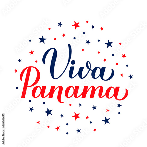 Viva Panama Long Live Panama lettering in Spanish. Panamanian Independence Day celebrated on November 3. Vector template for typography poster, banner, greeting card, flyer, etc