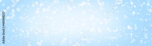 Abstract banner white snowflake on blue background with copy space for text , background in Christmas Holiday and new year  , wallpaper illustration © NARANAT STUDIO