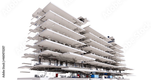 Conceptual visualization of the BIM model supporting frame and HVAC systems of building  photo