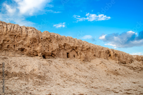 Ruins of the ancient city of Sauran. Historical place of Kazakhstan. Excavations of ancient cities  medieval buildings.